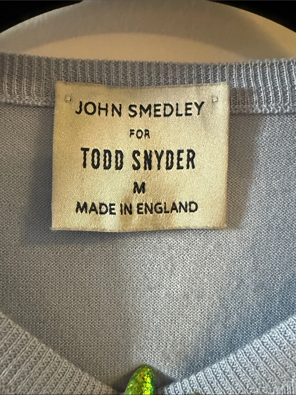 EUC John Smedley for Todd Snyder Light Blue Crewneck Marcus Merino Wool Sweater